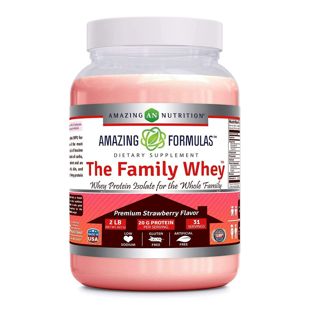 Amazing Nutrition Formulas The Family Whey Protein Powder, Strawberry, 2 Lb